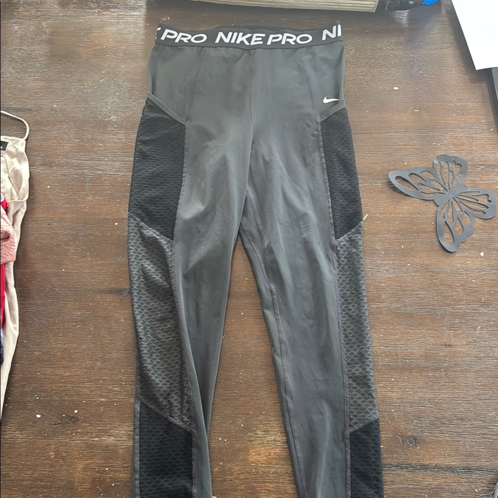 Nike Pro Black and Gray Leggings